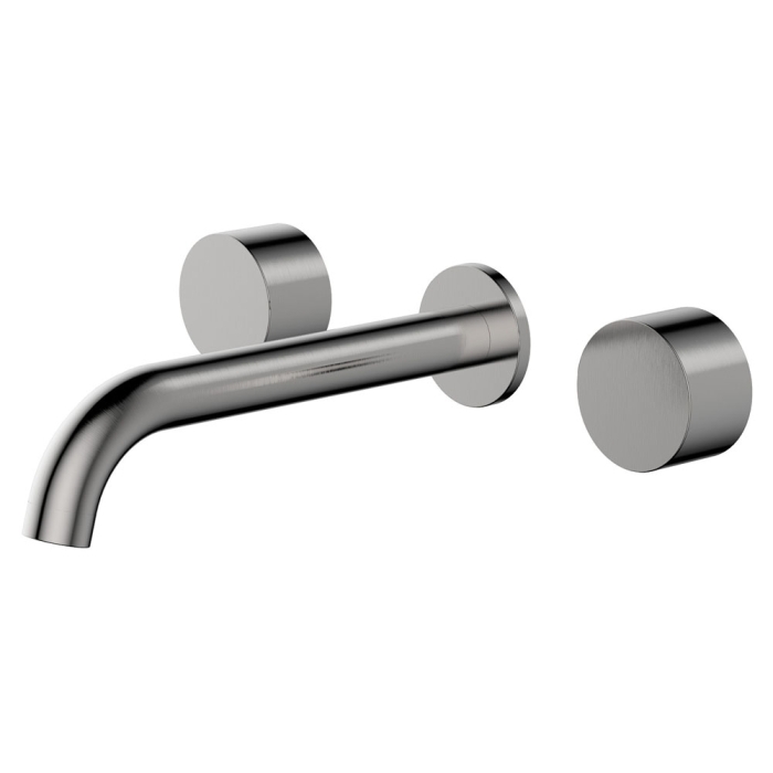 fienza Kaya Wall Set Round Taps 180mm Outlet Brushed Nickel