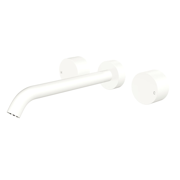 fienza Kaya Wall Set Round Taps 220mm Outlet Matte White