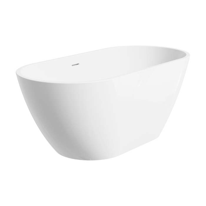 fienza Koko Freestanding Acrylic Bath with Overflow 1500mm Gloss White