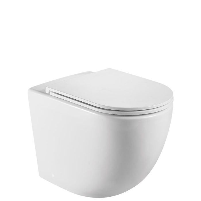 fienza Koko Tornado Flush Wall-Faced Toilet Suite Matte White with Slim Seat