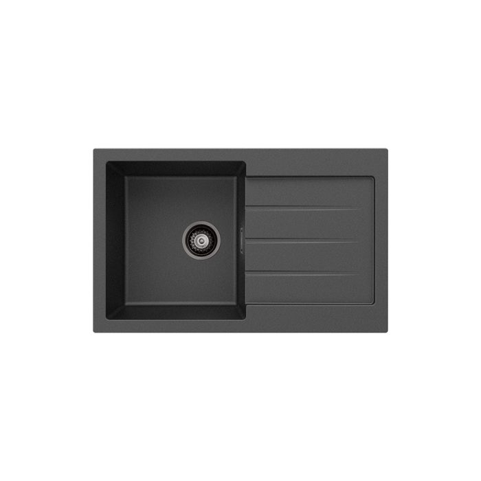 fienza Kuro Granite 32L Single Kitchen Sink with Drainer Matte Black