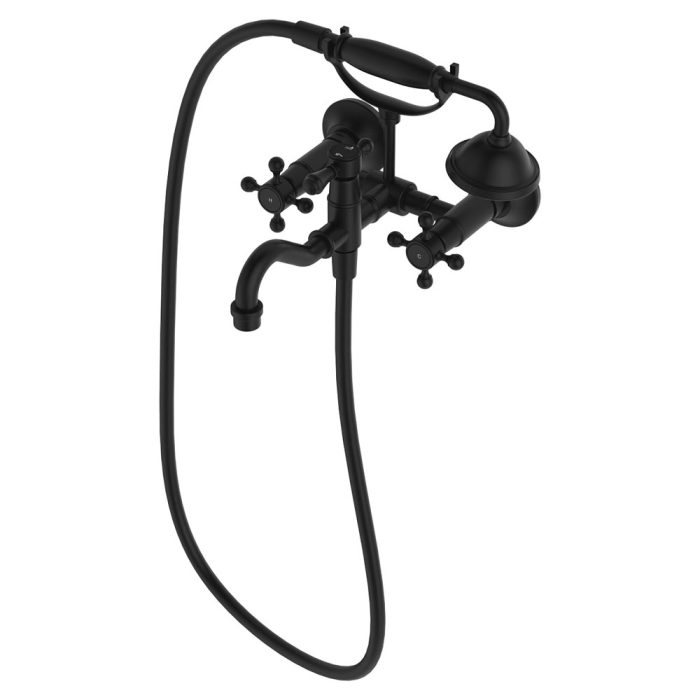 fienza Lillian Exposed Bath Tap Set with Hand Shower Matte Black