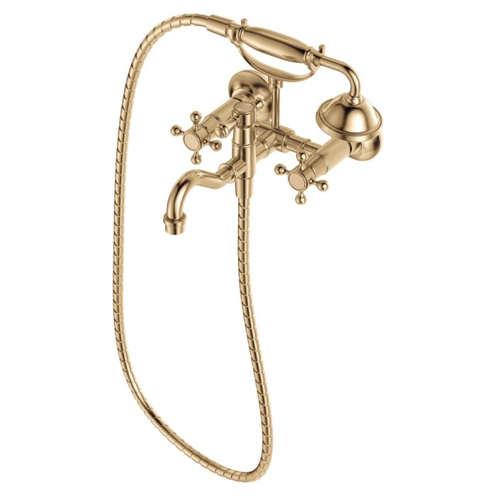 fienza Lillian Exposed Bath Tap Set with Hand Shower Urban Brass