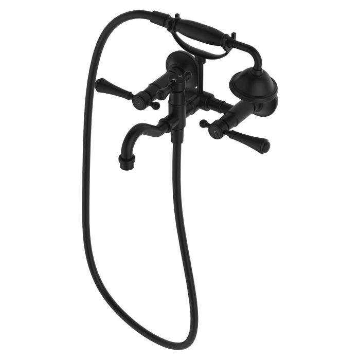 fienza Lillian Lever Exposed Bath Tap Set with Hand Shower Matte Black