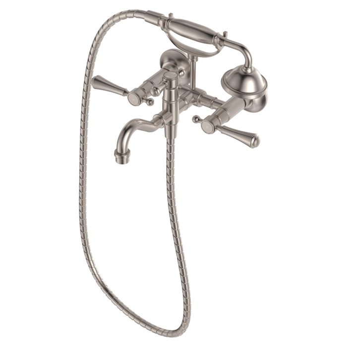 fienza Lillian Lever Exposed Bath Tap Set with Hand Shower Brushed Nickel
