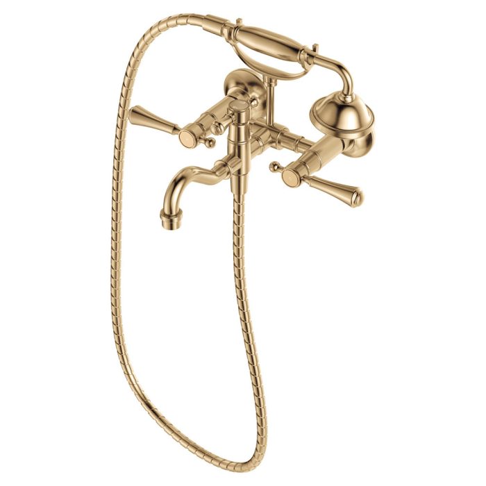fienza Lillian Lever Exposed Bath Tap Set with Hand Shower Urban Brass