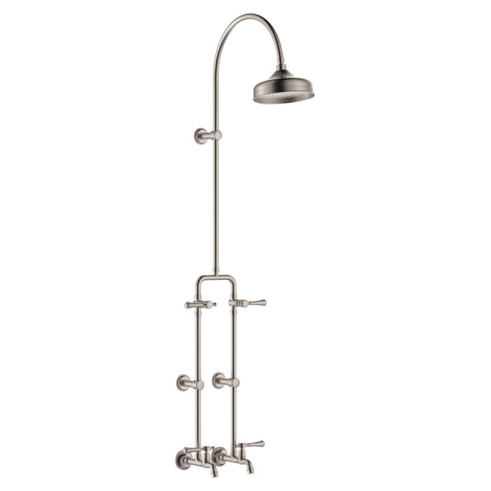 fienza Lillian Lever Exposed Rail Shower & Bath Set Brushed Nickel