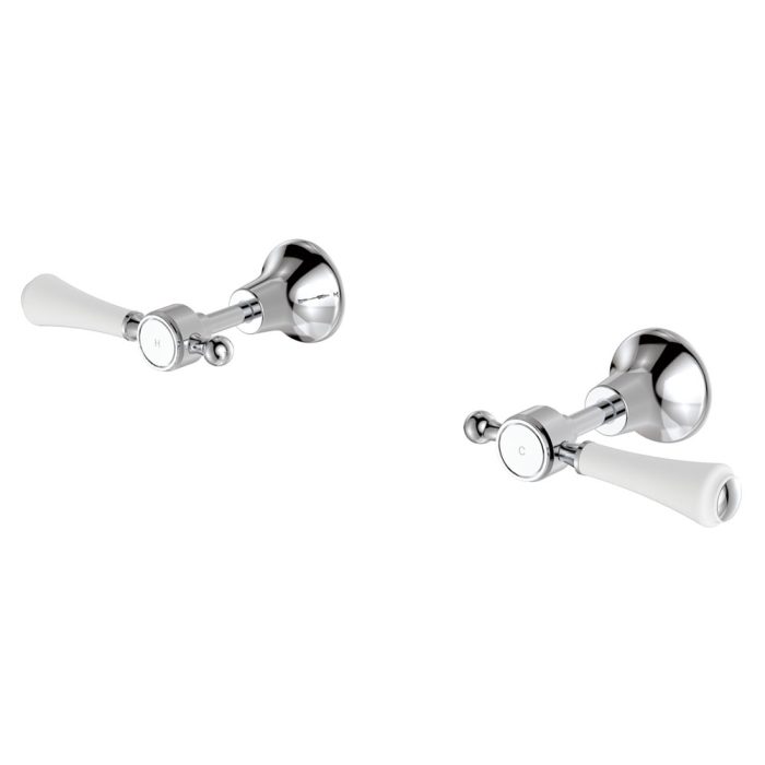 fienza Lillian Lever Wall Top Assemblies Chrome with Ceramic White Handle