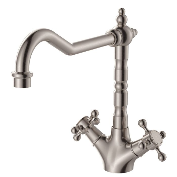 fienza Lillian Shepherds Crook Sink Mixer Brushed Nickel