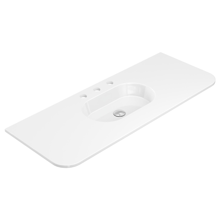 fienza Lola Gloss Full Depth Curved Ceramic Basin Top 1200mm 3TH