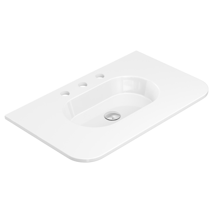 fienza Lola Gloss Full Depth Curved Ceramic Basin Top 750mm 3TH