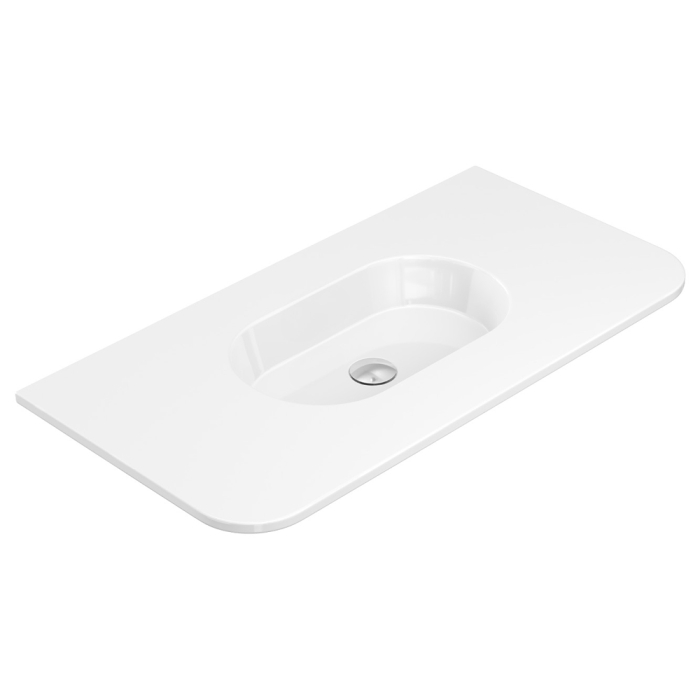 fienza Lola Gloss Full Depth Curved Ceramic Basin Top 900mm NTH