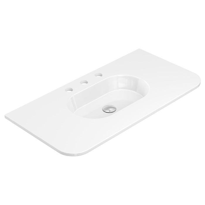 fienza Lola Gloss Full Depth Curved Ceramic Basin Top 900mm 3TH