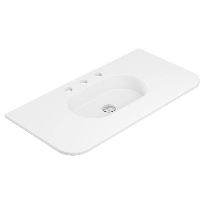 fienza Lola Matte Full Depth Curved Ceramic Basin Top 900mm 3TH