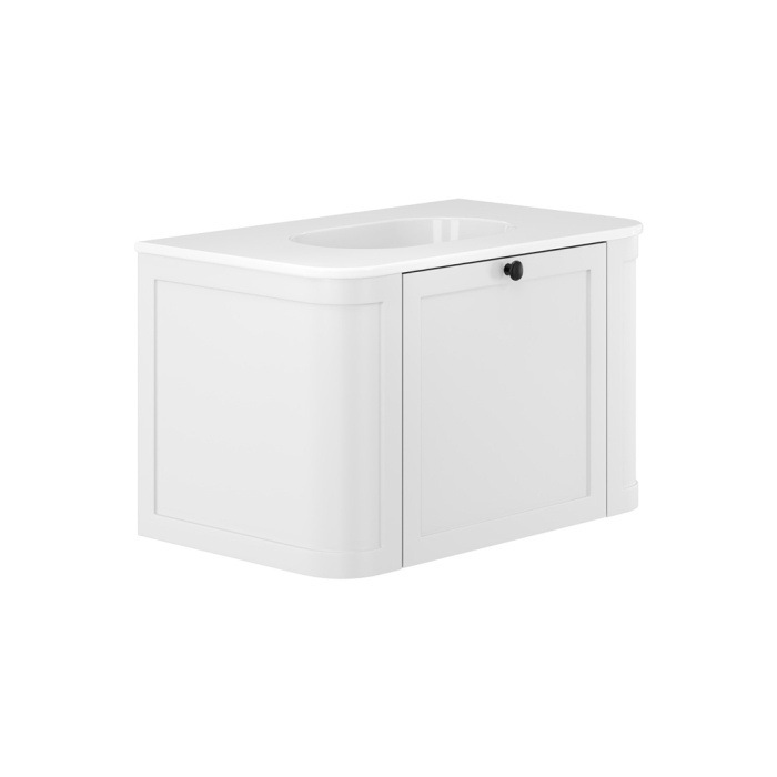 fienza Lola Mila Curved Satin White 750 Wall-Hung Vanity 1TH