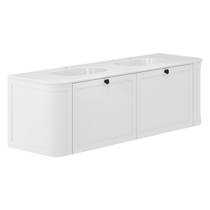 fienza Lola Minka Curved Satin White 1500 Wall-Hung Vanity 1TH