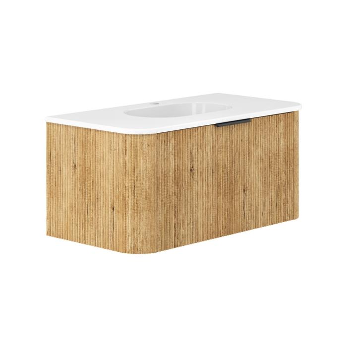 fienza Lola Minka Curved Scandi Oak 900 Wall-Hung Vanity 1TH