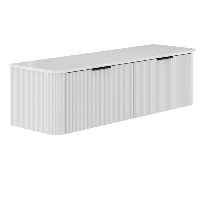 fienza Minka Curved Satin White 1500 Wall Hung Cabinet