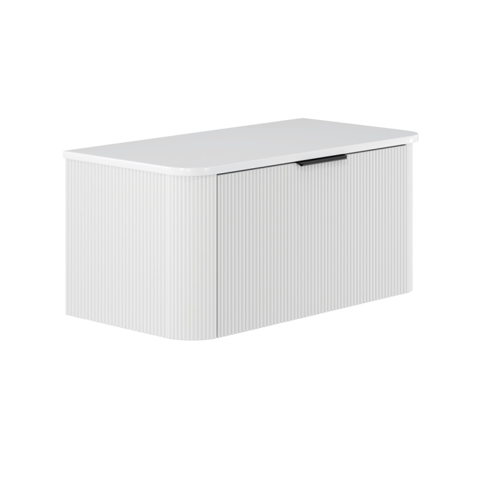 fienza Minka Curved Satin White 900 Wall Hung Cabinet