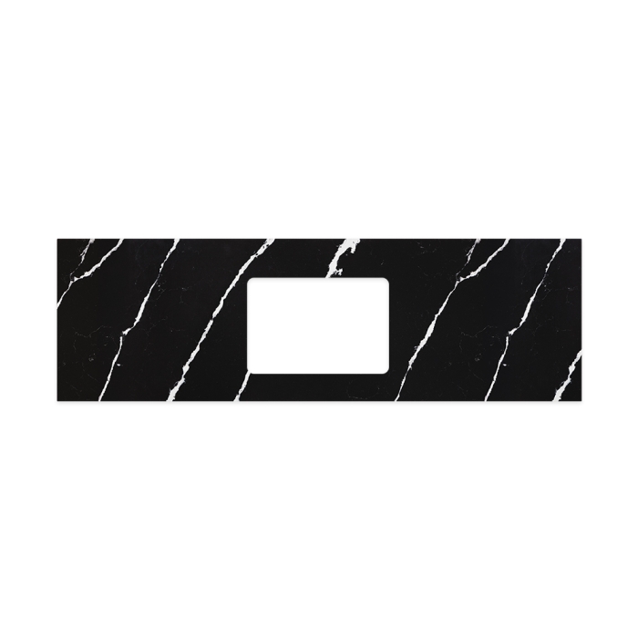 fienza Nero Vena Silica Free Stone Top Rectangular Full Depth with Single Undermount Basin Hole 1500mm