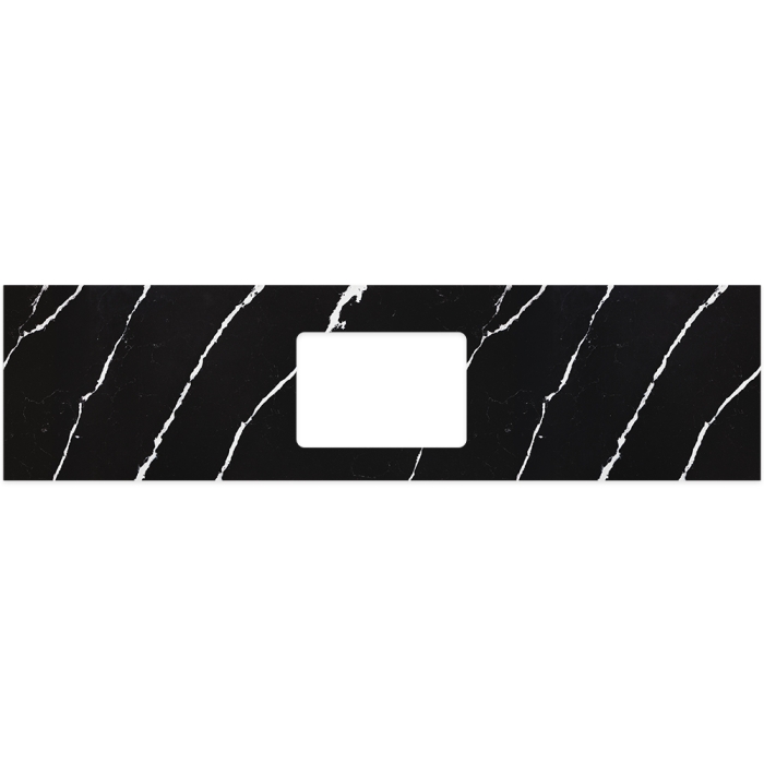 fienza Nero Vena Silica Free Stone Top Rectangular Full Depth with Single Undermount Basin Hole 1800mm