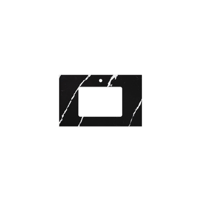 fienza Nero Vena Silica Free Stone Top Rectangular Full Depth with Single Undermount Basin Hole & Tap Hole 750mm