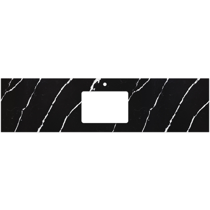 fienza Nero Vena Silica Free Stone Top Rectangular Full Depth with Single Undermount Basin Hole & Tap Hole 1800mm