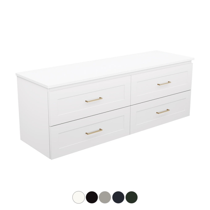 fienza Newport All Drawer 1500 Double Bowl Wall Hung Vanity