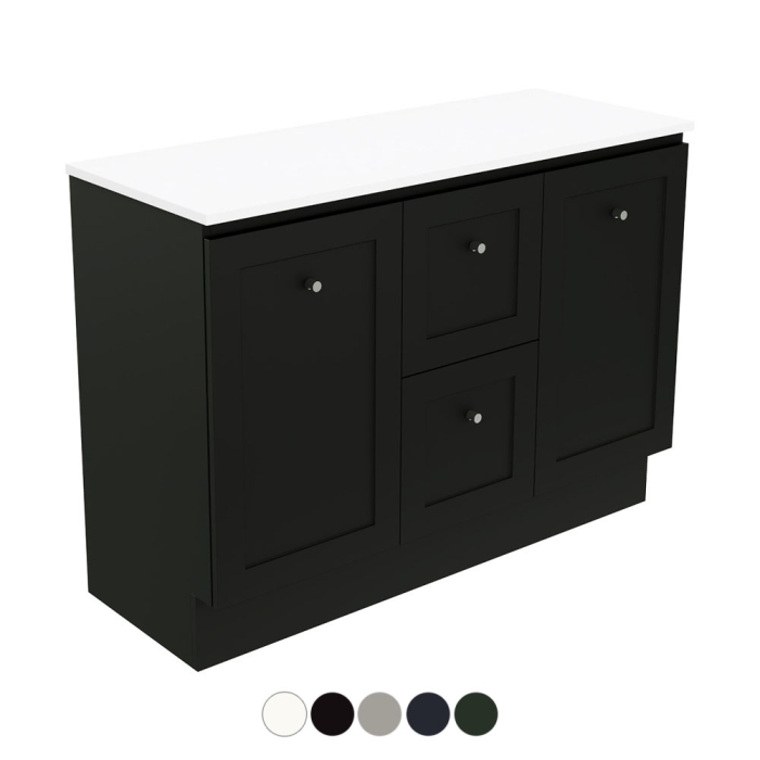 fienza Newport Door & Drawer 1200 Double Bowl Floor Standing Vanity
