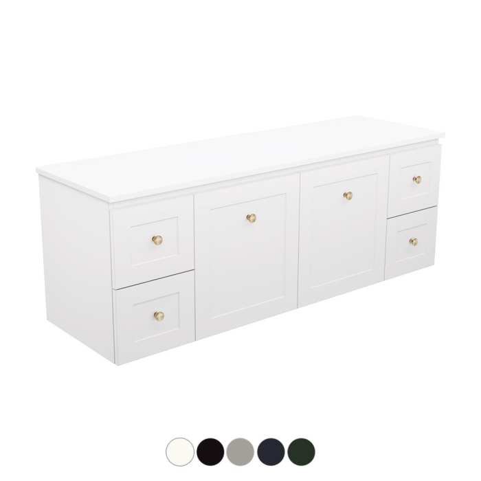 fienza Newport Door & Drawer 1500 Double Bowl Wall Hung Vanity