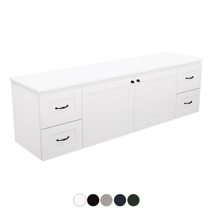 fienza Newport Door & Drawer 1800 Double Bowl Wall Hung Vanity