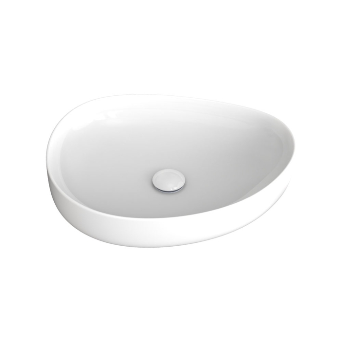 fienza Pebble Medium Above Counter Basin Gloss White