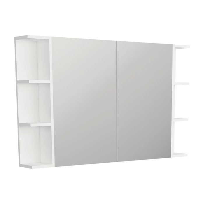 fienza Pencil Edge 900 Mirror Cabinet 2 Side Shelves