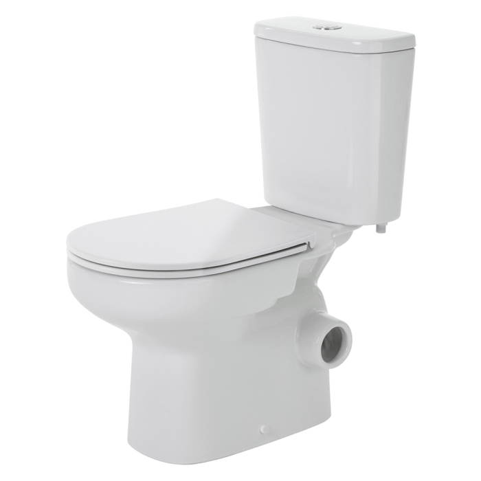 fienza Petra Close-Coupled Toilet Suite Right Skew Trap Gloss White with Slim Seat