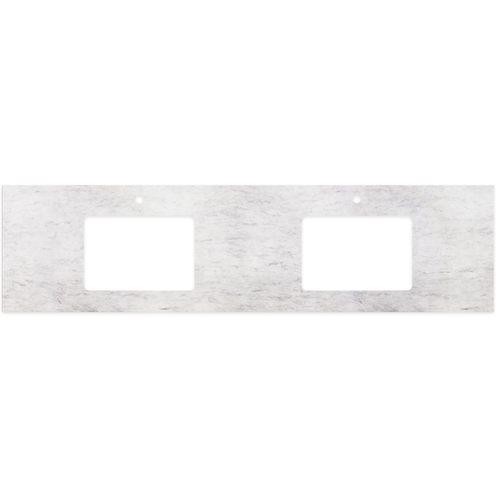 fienza Polar Sacco Silica Free Stone Top Rectangular Full Depth with Double Undermount Basin Hole & Tap Holes 1800mm