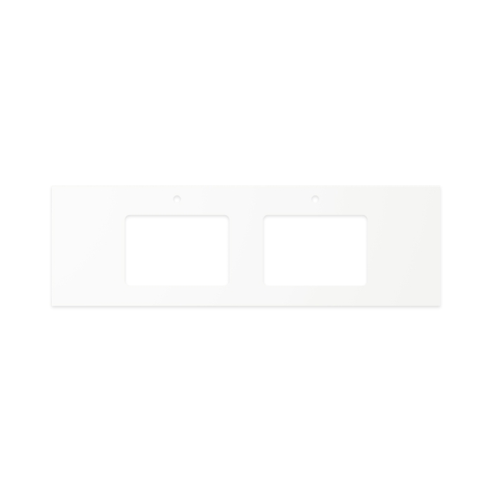 fienza Pure White Solid Surface Top Rectangular Full Depth with Double Undermount Basin Hole & Tap Holes 1500mm
