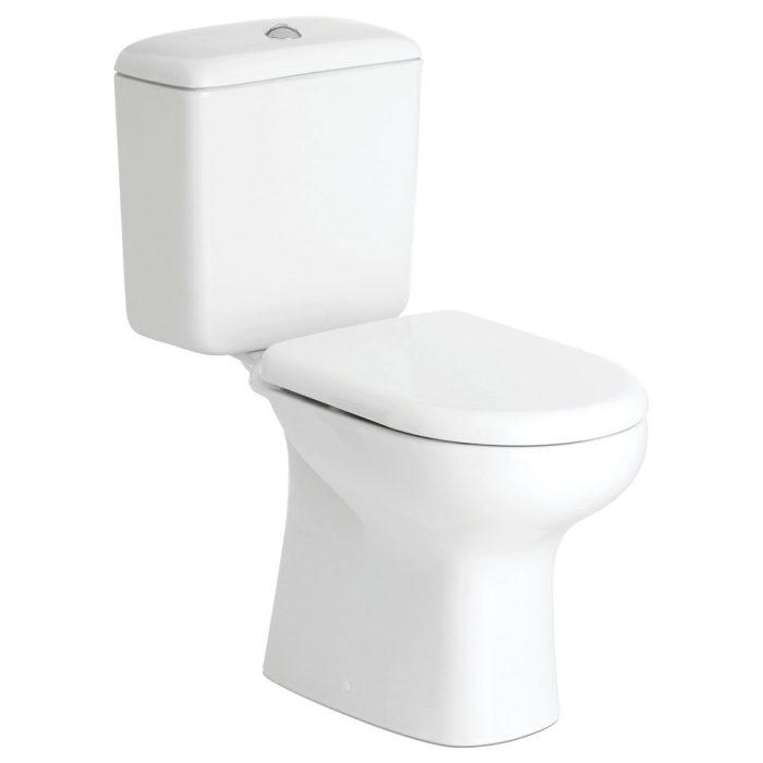 fienza RAK Liwa White Close-Coupled Toilet Suite Alpine White with S-Trap 240