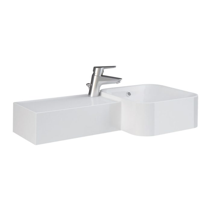 fienza RAK Petit Square Wall Basin Left Edge 1 Tap Hole