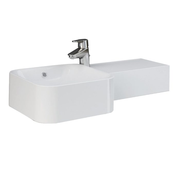 fienza RAK Petit Square Wall Basin Right Edge 1 Tap Hole