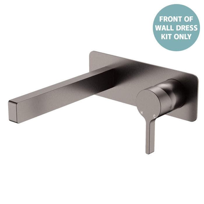 fienza Sansa Wall Basin Mixer Dress Kit Rectangular Plate Gun Metal
