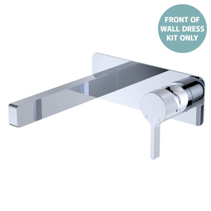 fienza Sansa Wall Basin Mixer Dress Kit Rectangular Plate Chrome