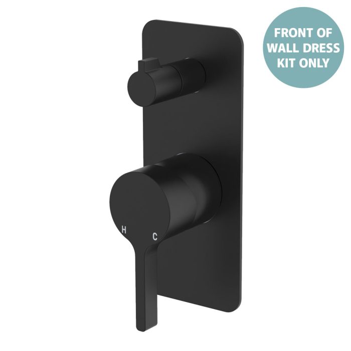 fienza Sansa Wall Diverter Mixer Dress Kit Rectangular Plate Matte Black