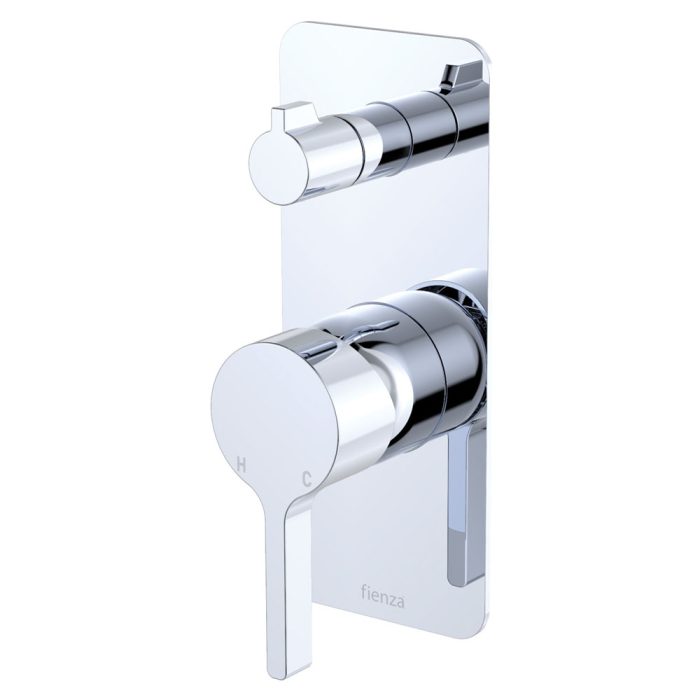 fienza Sansa Wall Diverter Mixer Rectangular Plate Chrome