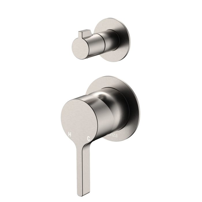 fienza Sansa Wall Diverter Mixer Small Round Plates Brushed Nickel
