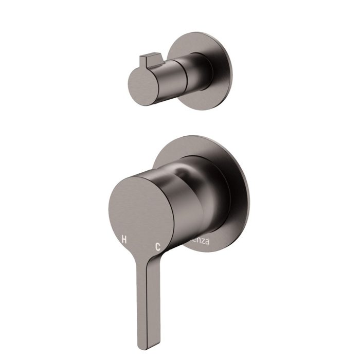 fienza Sansa Wall Diverter Mixer Small Round Plates Gun Metal