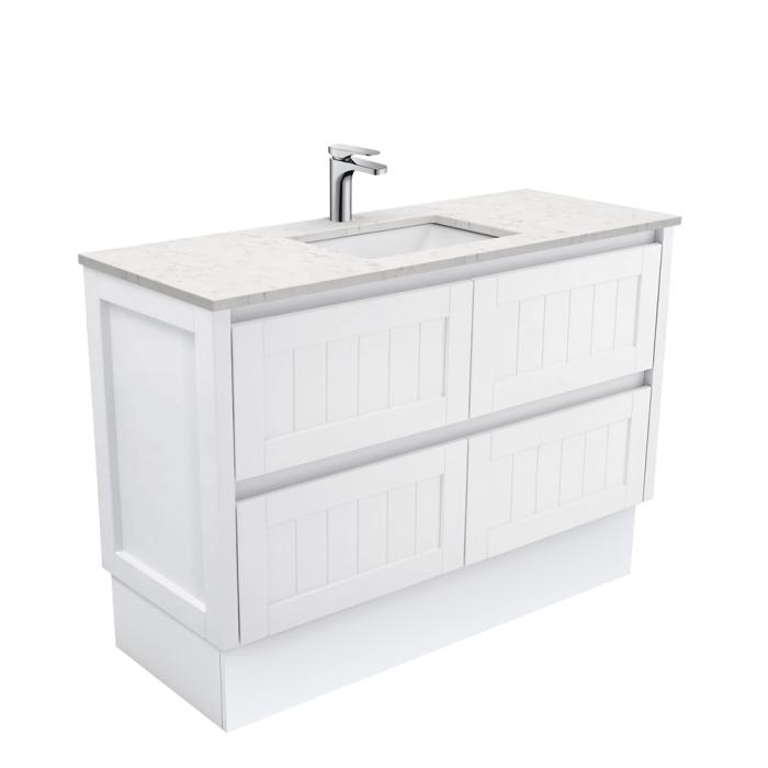 fienza Sarah Bianco Marble Undermount 1200 Hampton Vanity on Kick