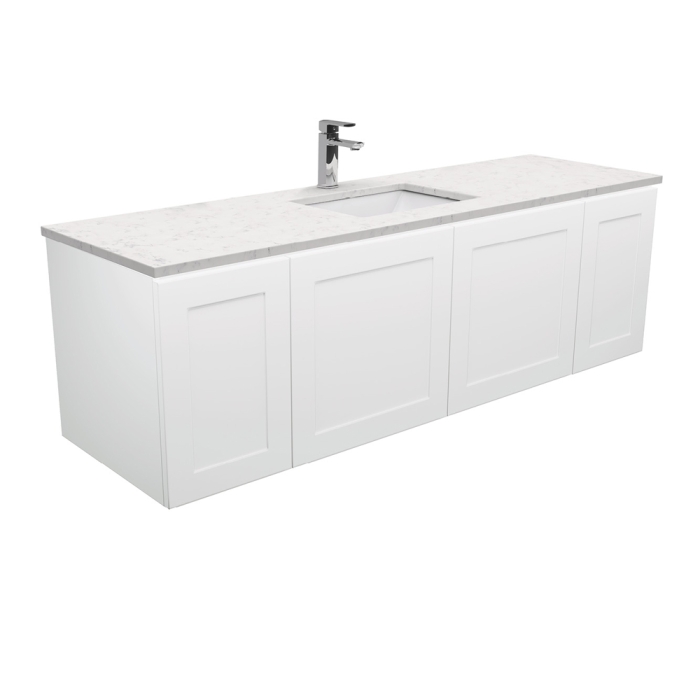 fienza Sarah Bianco Marble Undermount Single Bowl 1500 Mila Wall-Hung Vanity