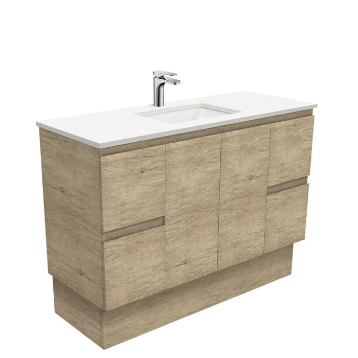 fienza Sarah Crystal Pure Undermount 1200 Edge Scandi Oak Vanity on Kick