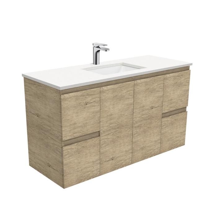 fienza Sarah Crystal Pure Undermount 1200 Edge Scandi Oak Wall-Hung Vanity