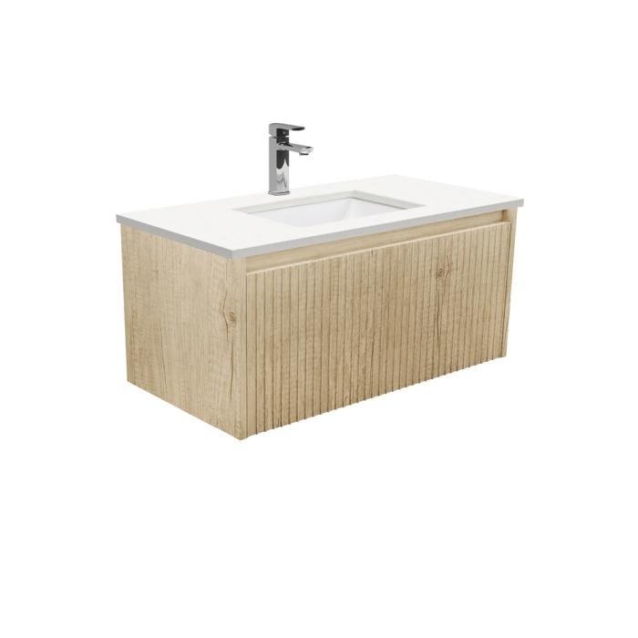 fienza Sarah Crystal Pure Undermount 900 Alina Scandi Oak Wall-Hung Vanity